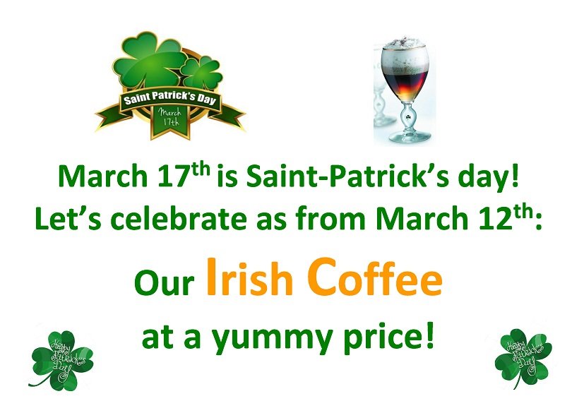 Do you wish an Irish Coffee for the Saint-Patrick’s day?